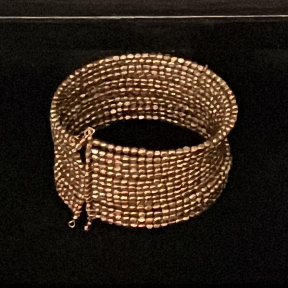 Bronze Colored Beaded Cuff Bracelet - image 1